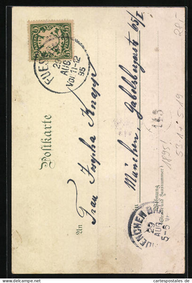 Vorläufer-Lithographie Neuschwanstein, Schloss Neuschwanstein, Marienbrücke 1895  - Sonstige & Ohne Zuordnung