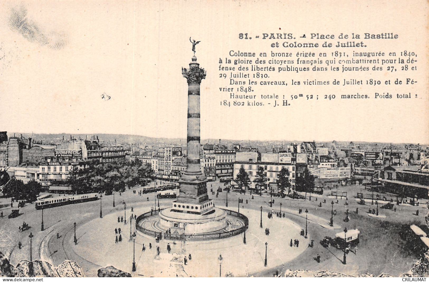 75-PARIS PLACE DE LA BASTILLE-N°5146-G/0327 - Other & Unclassified