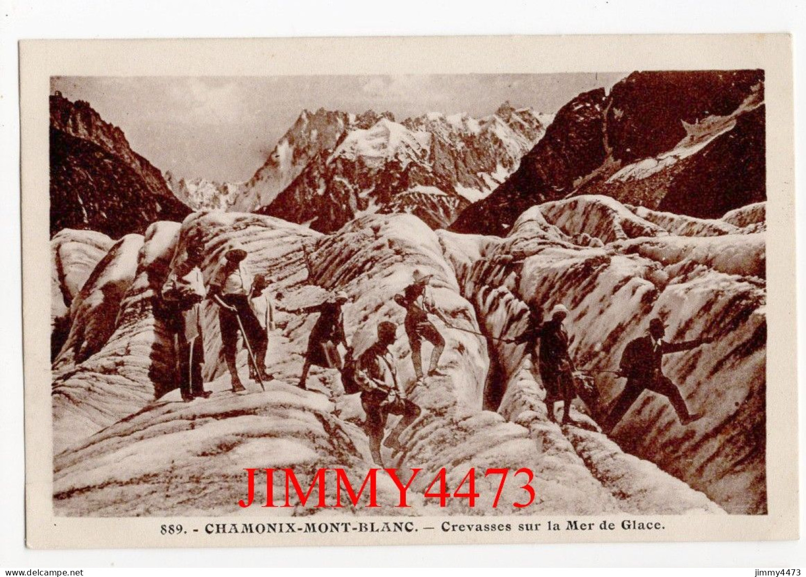 CPA - CHAMONIX-MONT-BLANC En 1930 - Crevasses Sur La Mer De Glace ( Bien Animée ) N° 889 - Phot-Edit. L. Morand Megeve - Chamonix-Mont-Blanc