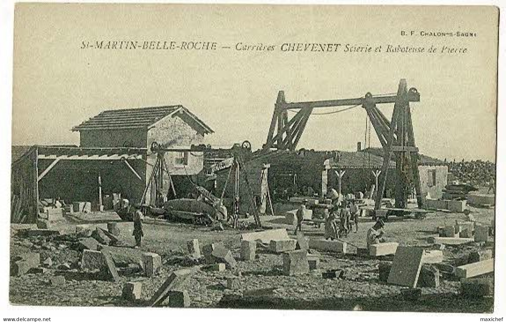 Saint Martin Belle-Roche - Carrières Chevenet, Scierie Et Raboteuse De Pierres (carriers Au Travail) Pas Circulé - Autres & Non Classés