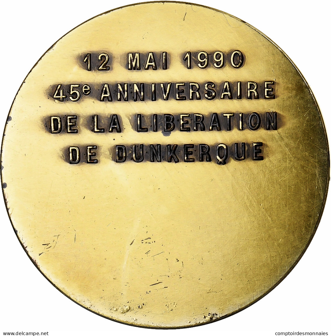 France, Médaille, Libération De Dunkerque, Poche De Dunkerque, 1990, Bronze - Andere & Zonder Classificatie