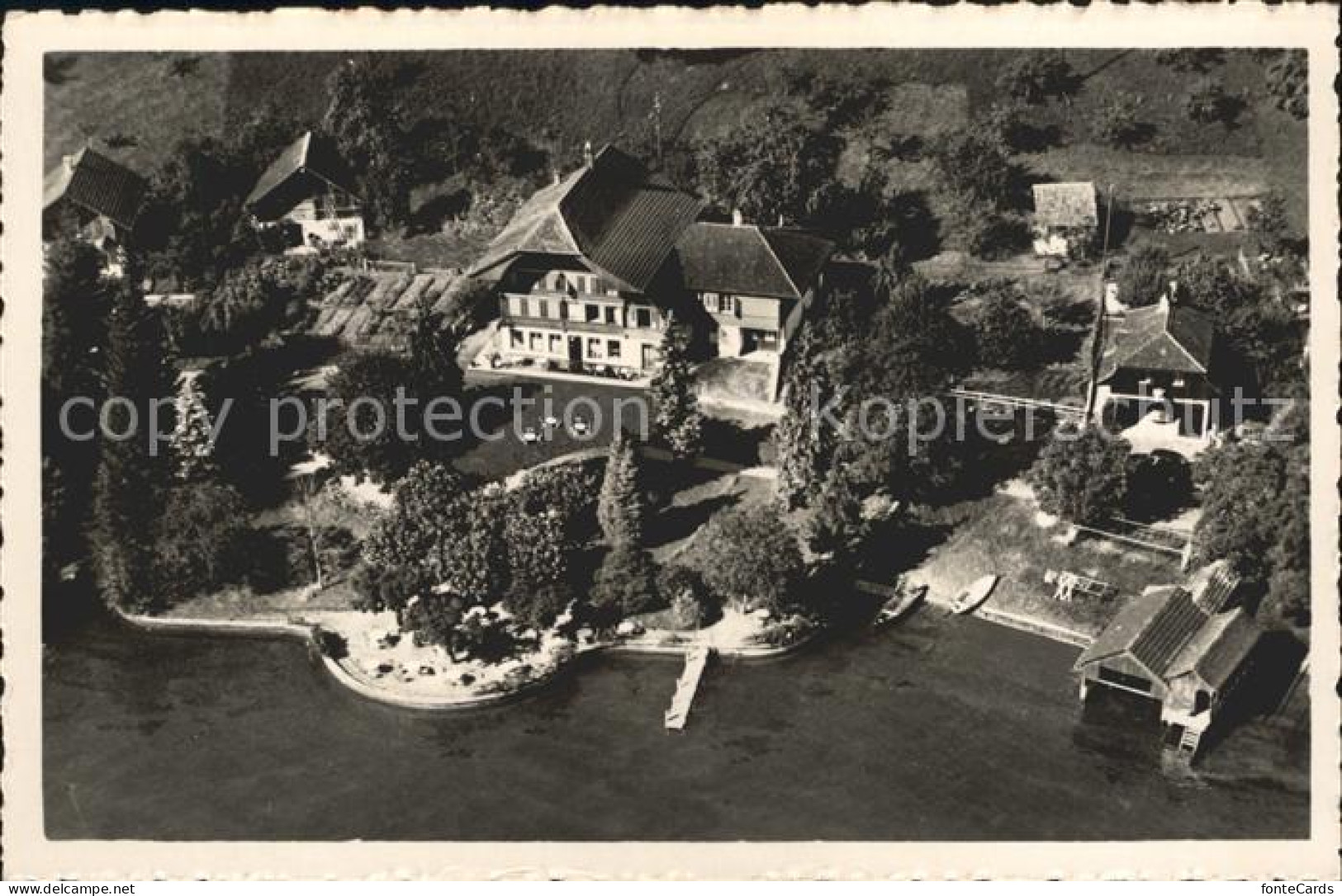 12011047 Faulensee Fliegeraufnahme Gasthaus Pension Zum Adler Faulensee - Sonstige & Ohne Zuordnung