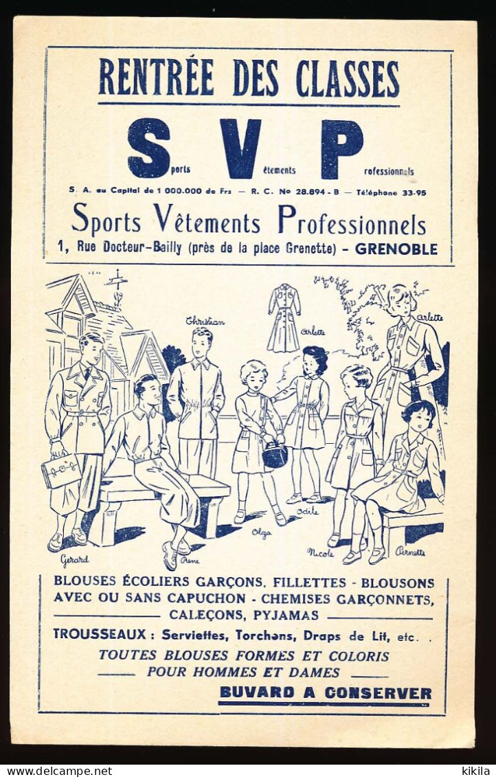 Buvard 13,9 X 21,6 Sports Vêtements Professionnels   Rentrée Des Classes Grenoble Isère - Textile & Vestimentaire