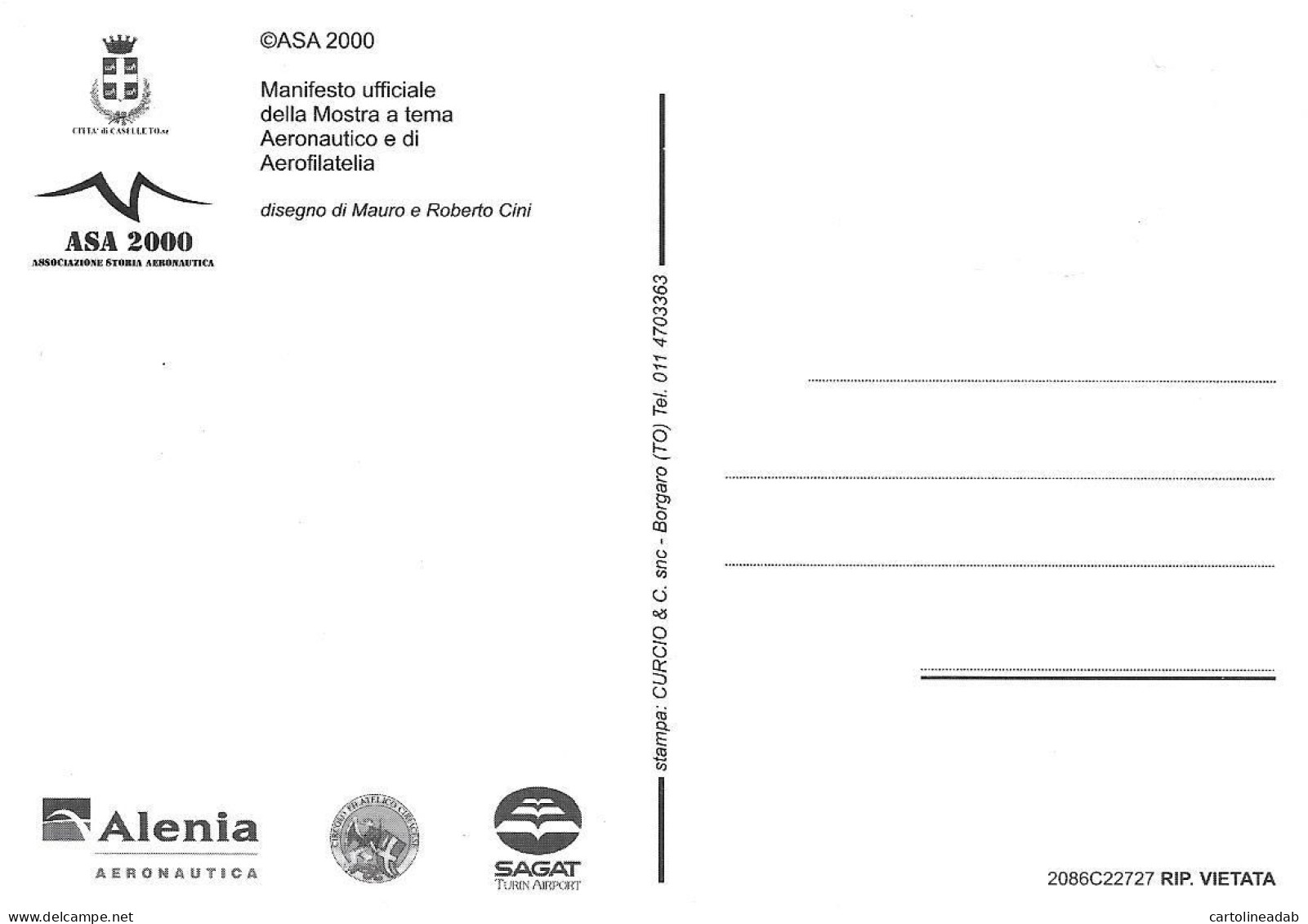 [MD9752] CPM - TORINO MOLE ANTONELLIANA - CENT'ANNI DI AVIAZIONE IN PIEMONTE ASA 2000 CASELLE T.SE - PERFETTA - NV - Mole Antonelliana
