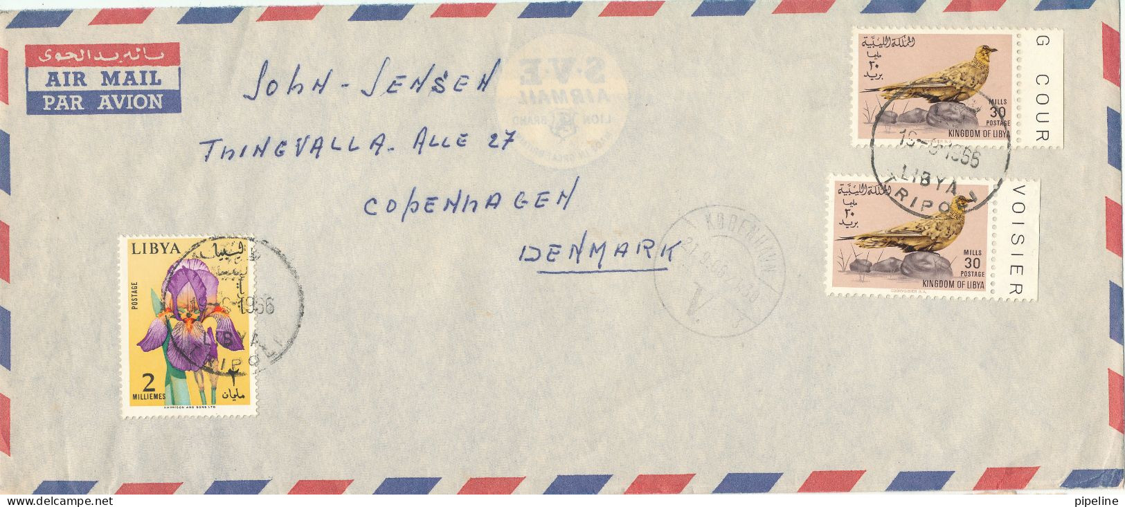 Libya Air Mail Cover Sent To Denmark 19-9-1966 Topic Stamps Nice Cover - Libia