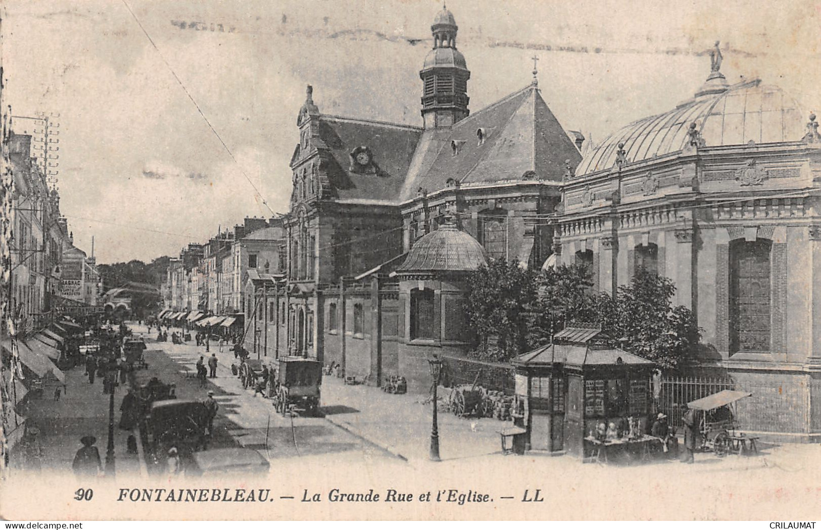 77-FONTAINEBLEAU LA GRANDE RUE ET L EGLISE-N°5147-B/0249 - Fontainebleau