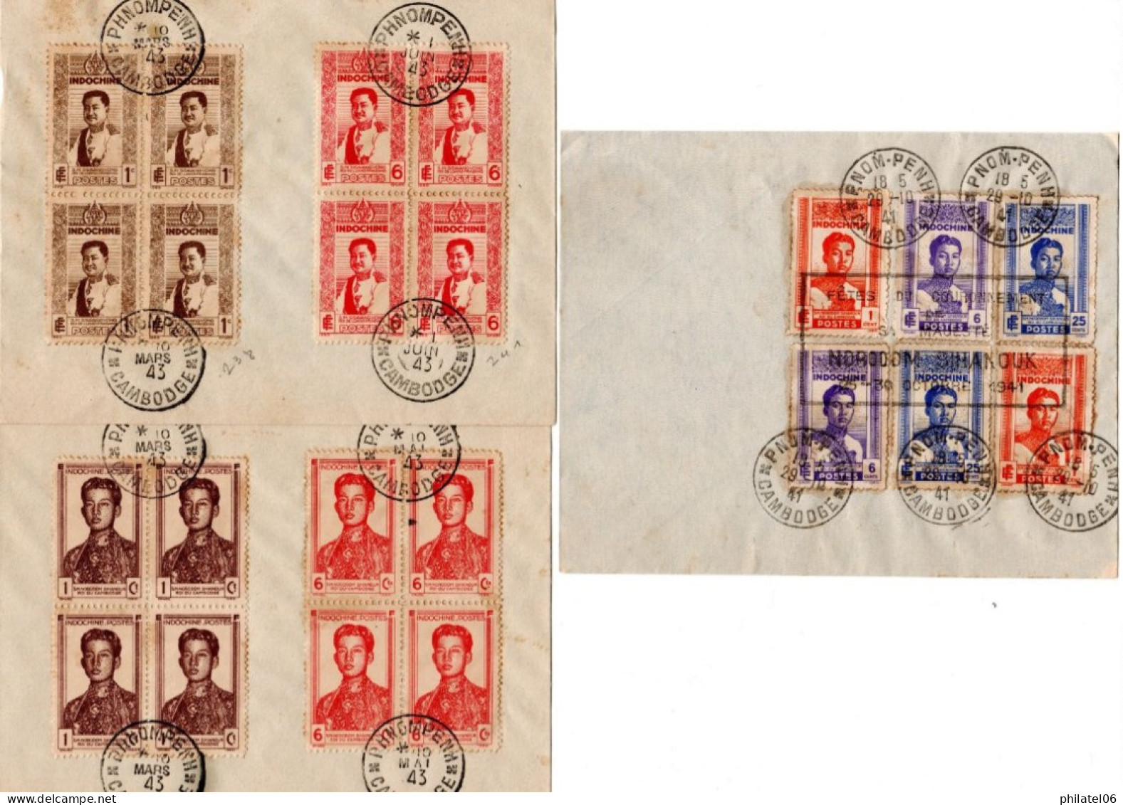 INDOCHINE  TIMBRES OBLITERES DE PHNOMPENH (CAMBODGE) SUR ENVELOPPES - Lettres & Documents