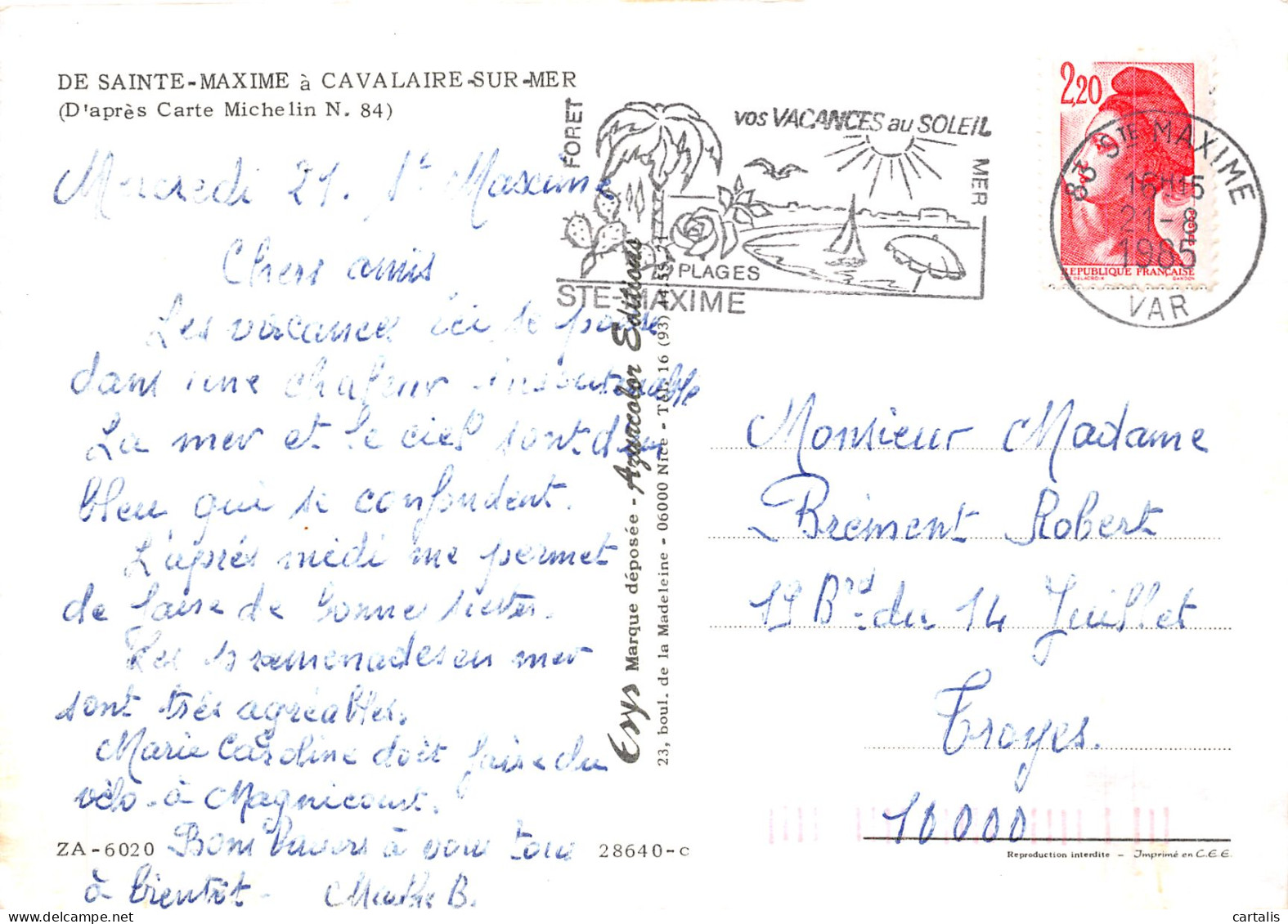 83-DE SAINTE MAXIME A CAVALAIRE SUR MER-N°4202-B/0397 - Other & Unclassified