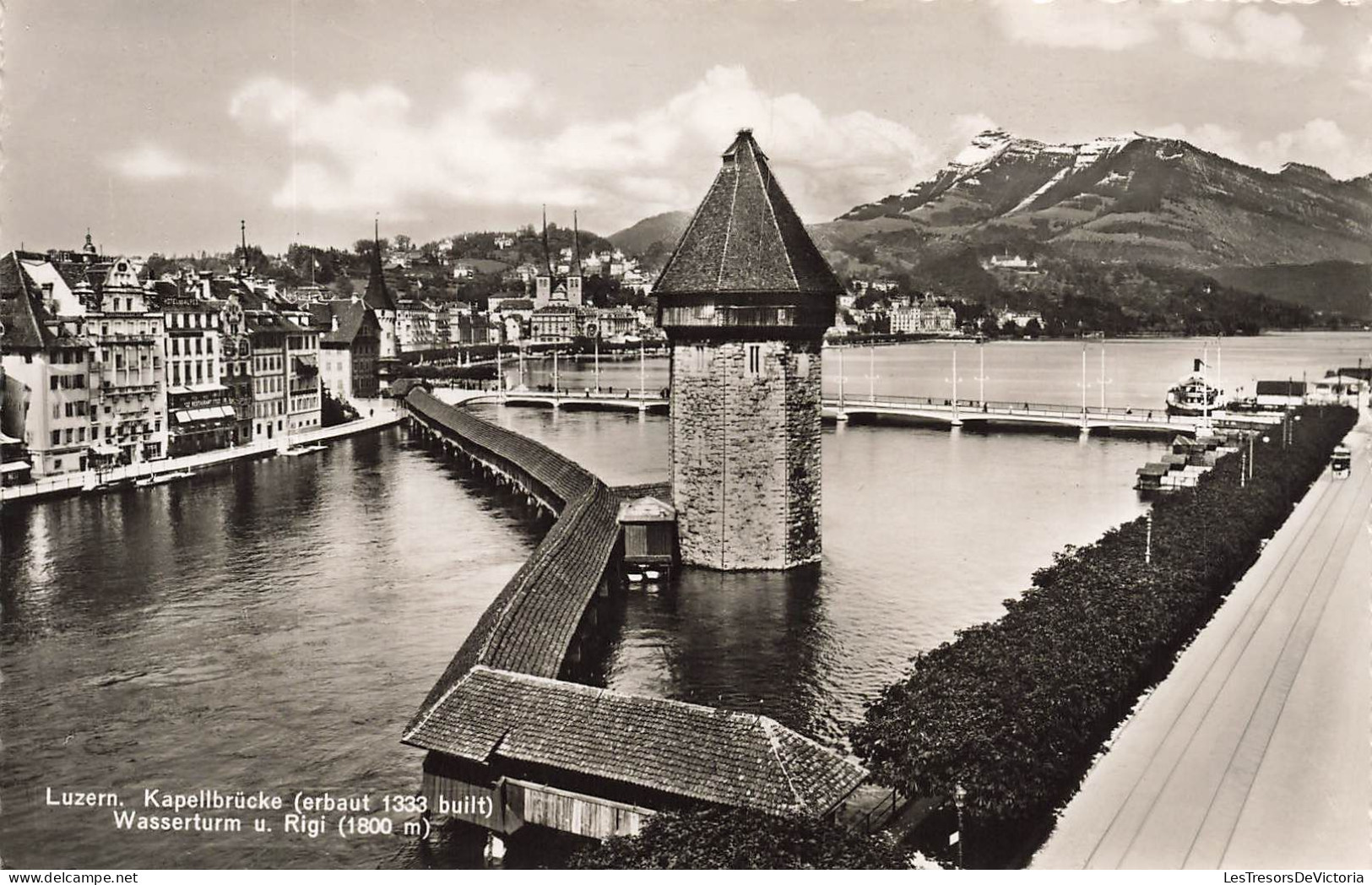 SUISSE - Luzern - Kapellbrucke (erbaut 1333 Built) - Wasserturm U Rigi (1800m) - Animé - Pont - Carte Postale Ancienne - Lucerne