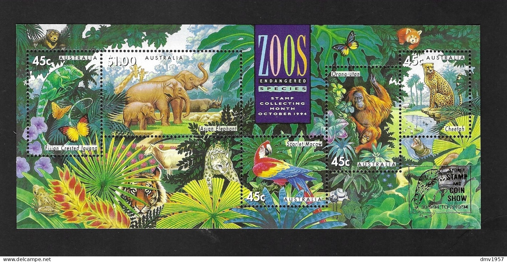 Australia 1994 MNH Australian Zoos. MS 1484 O/P Sydney Stamp & Coin Show - Ungebraucht