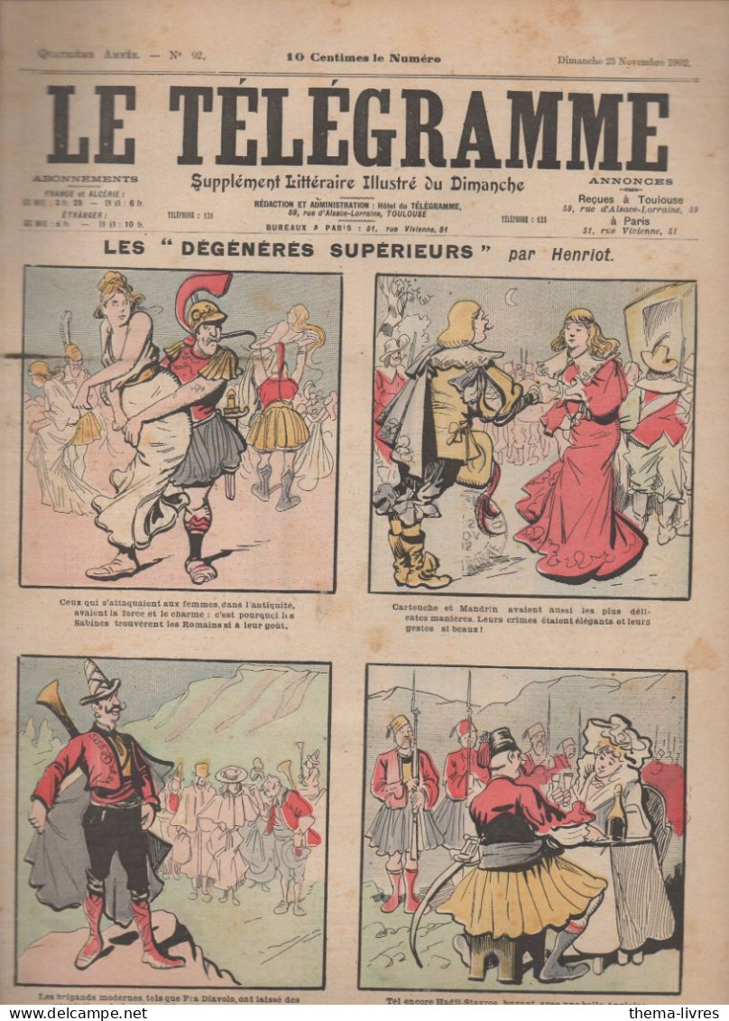 Revue LE TELEGRAMME   N°92 Novembre 1902     Couv HENRIOT (CAT4091 / 092) - 1900 - 1949