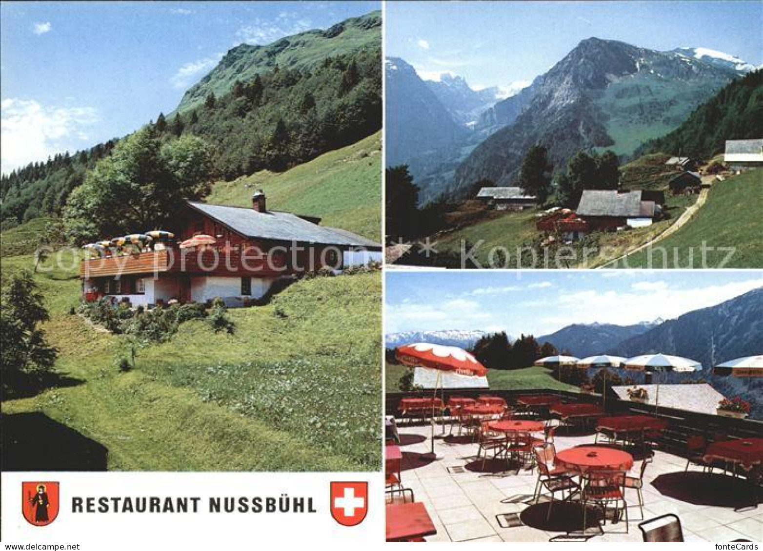 12006477 Braunwald GL Bergrestaurant Nussbuehl Terrasse Alpenpanorama Braunwald  - Autres & Non Classés
