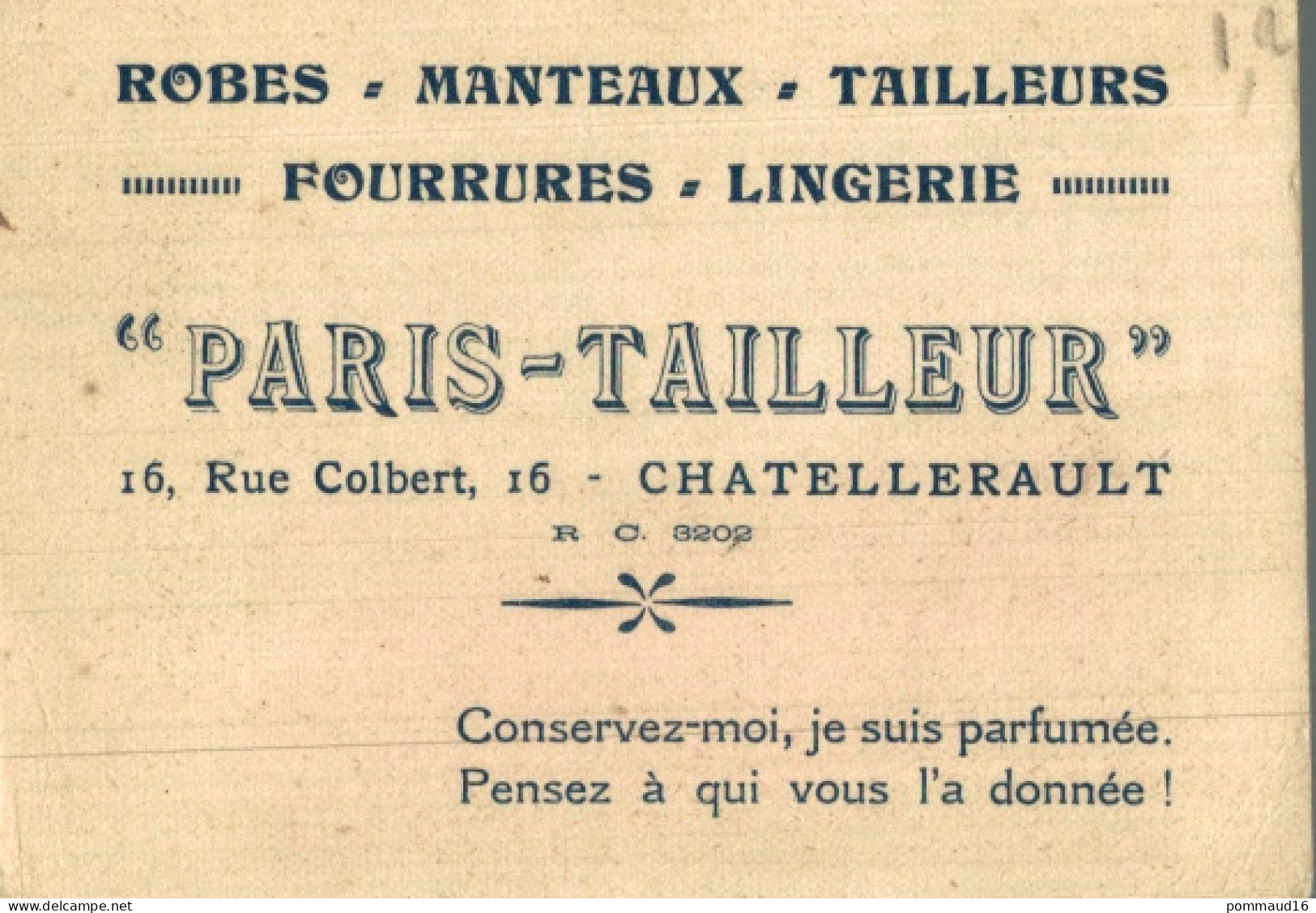 Carte De Visite "Paris-Tailleur" - Chastellux - Visitekaartjes