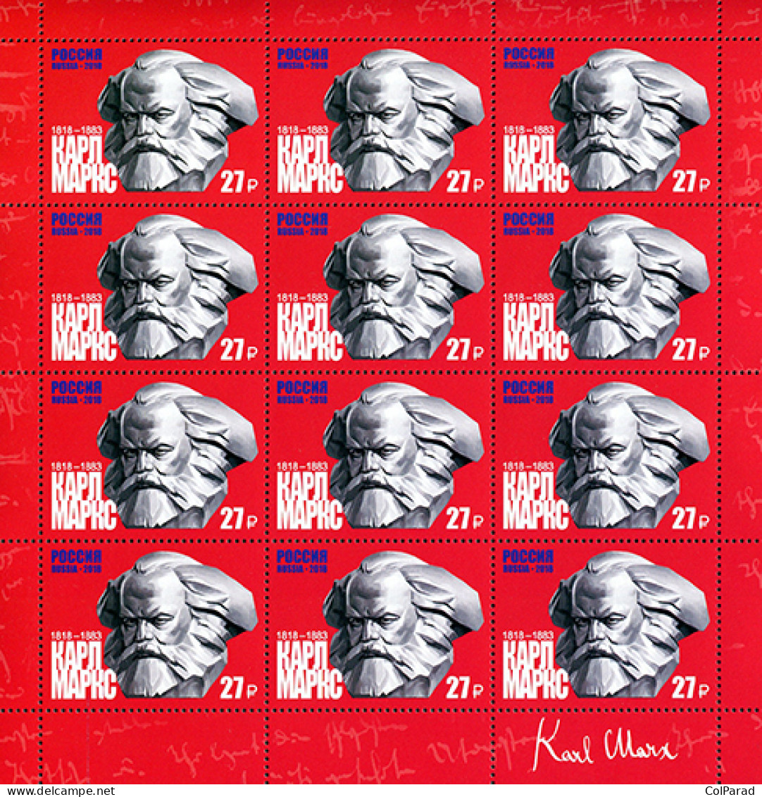 RUSSIA - 2018 - M/S MNH ** - 200th Birth Anniversary Of Karl Marx (1818–1883) - Unused Stamps
