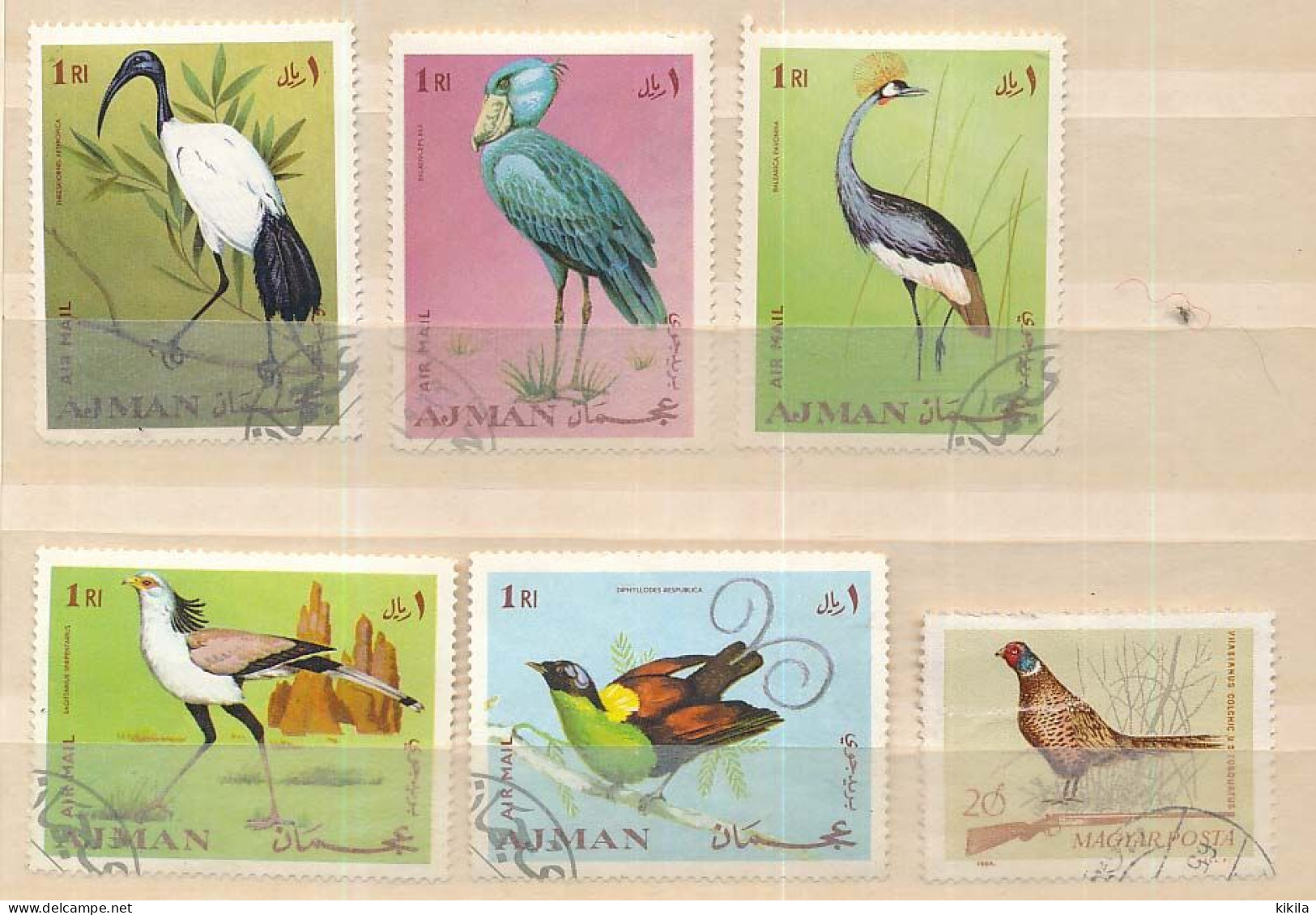 6 Timbres Oblitérés VII-6 OISEAUX  Ajman (5) Hongrie (1) - Other & Unclassified