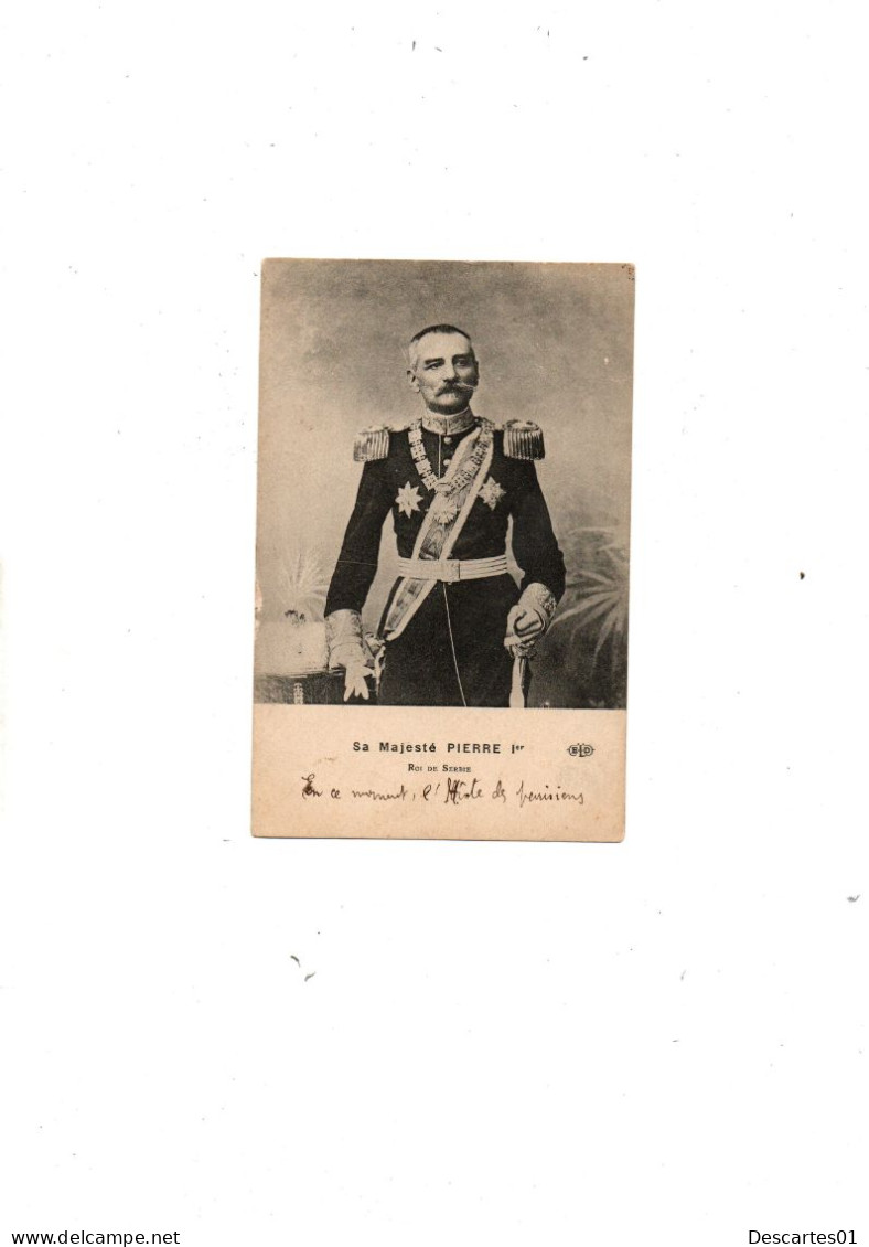 C P A    ANIMEE  SA MAJESTE PIERRE 1ER ROI DE SERBIE   CIRCULEE  18 NOVEMBRE 1911 - Königshäuser