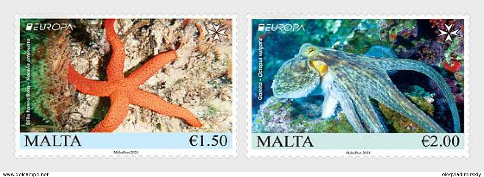 Malta 2024 Europa CEPT Undewater Fauna Octopus Starfish Set Of 2 Stamps MNH - Meereswelt