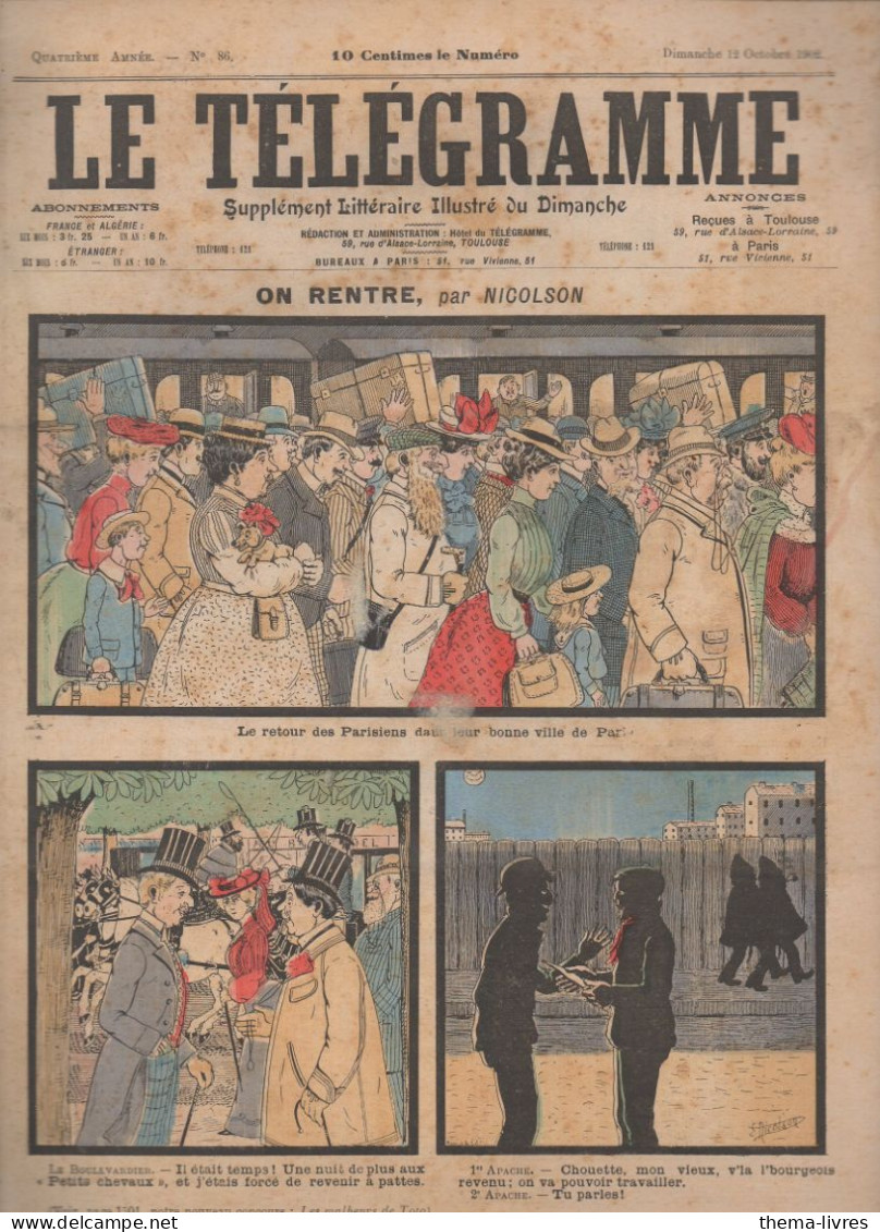 Revue LE TELEGRAMME   N°86 Octobre  1902    Couv NICOLSON (CAT4091 / 086) - 1900 - 1949