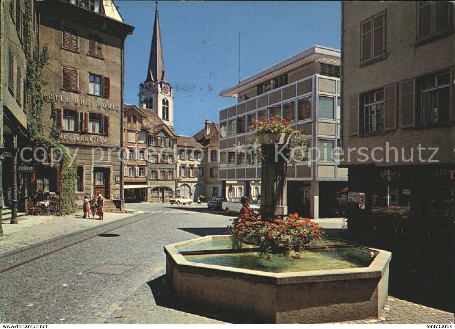 12001287 Altstaetten SG Postplatz Mit Kirche Und Brunnen Altstaetten - Autres & Non Classés