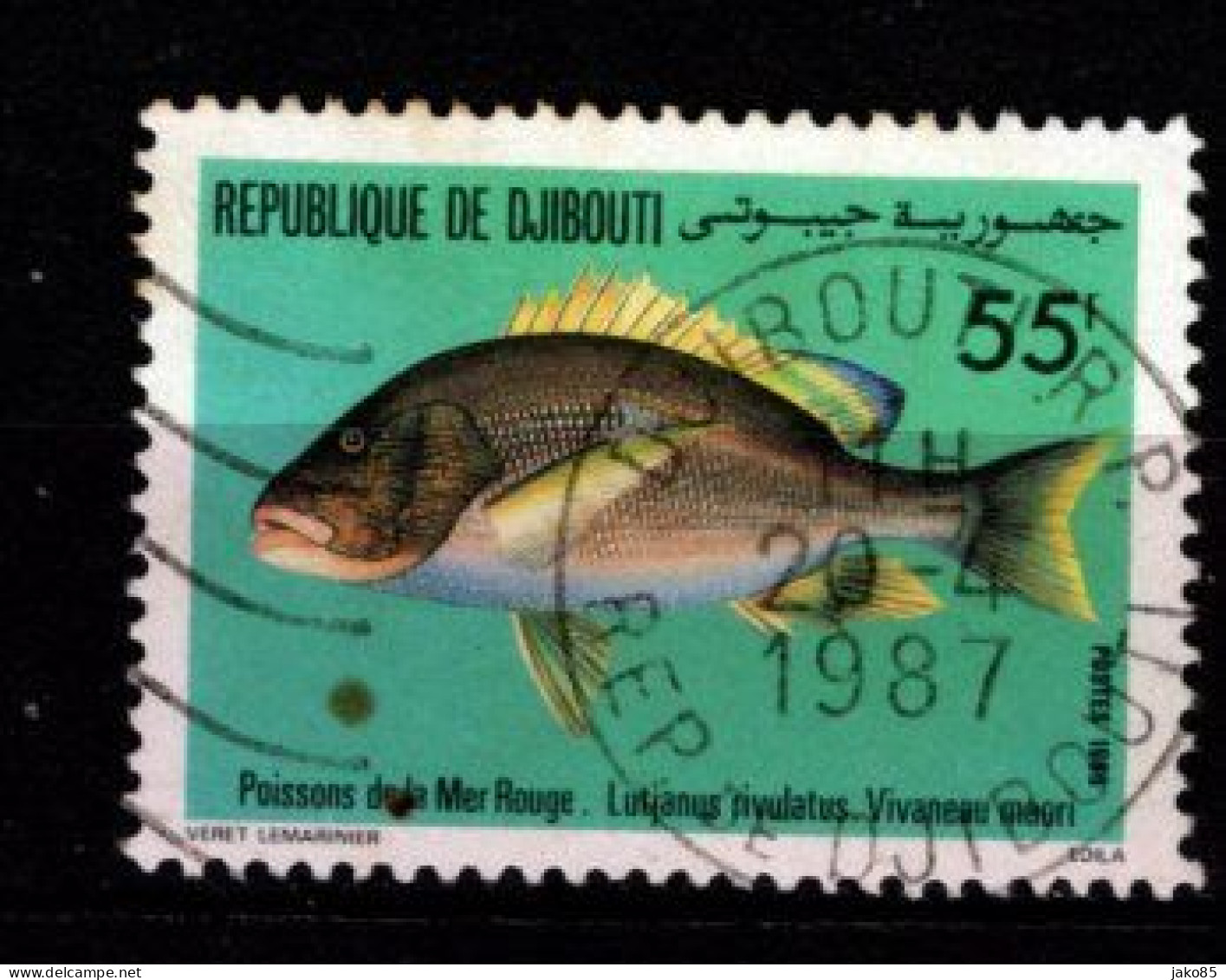 - DJIBOUTI - 1986 - YT N° 624 - Oblitérés - Poisson De Mer Rouge - Djibouti (1977-...)