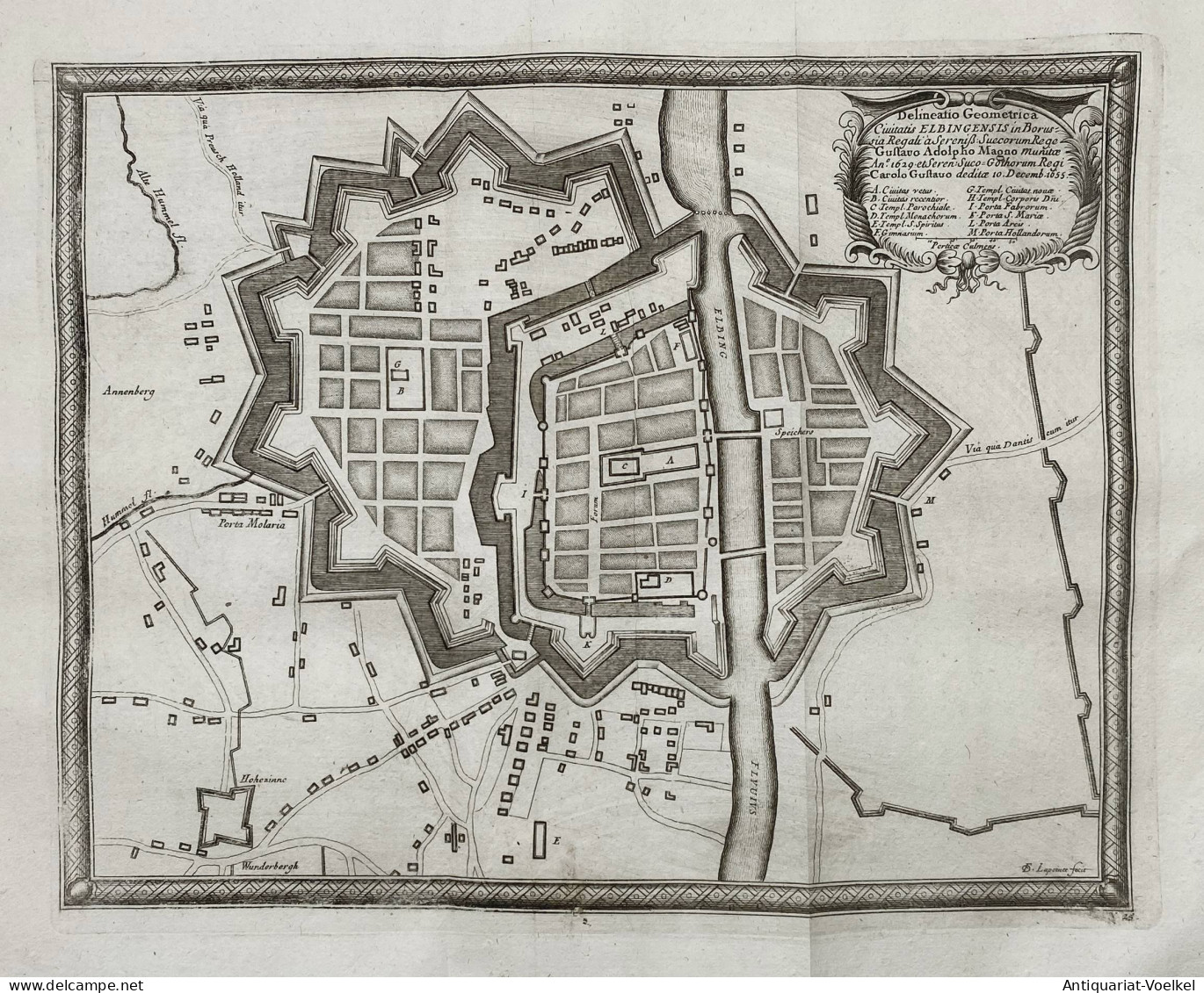 Delineatio Geometrica Civitatis Elbingensis In Borussia... - Elblag Elbing / Polska Polen Poland - Estampas & Grabados