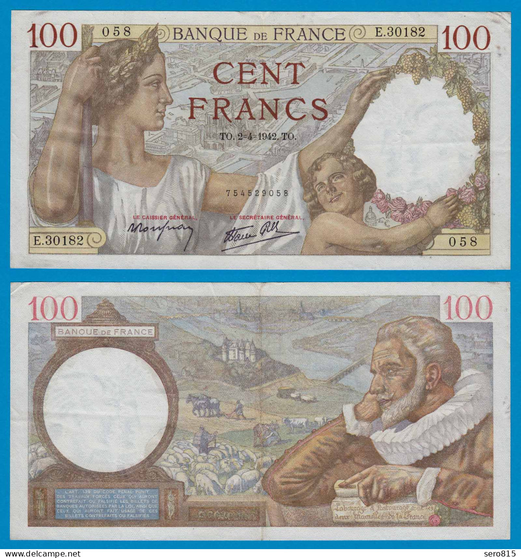 Frankreich - France - 100 Francs 1942 Pick 94 Gutes VF   (18802 - Sonstige & Ohne Zuordnung