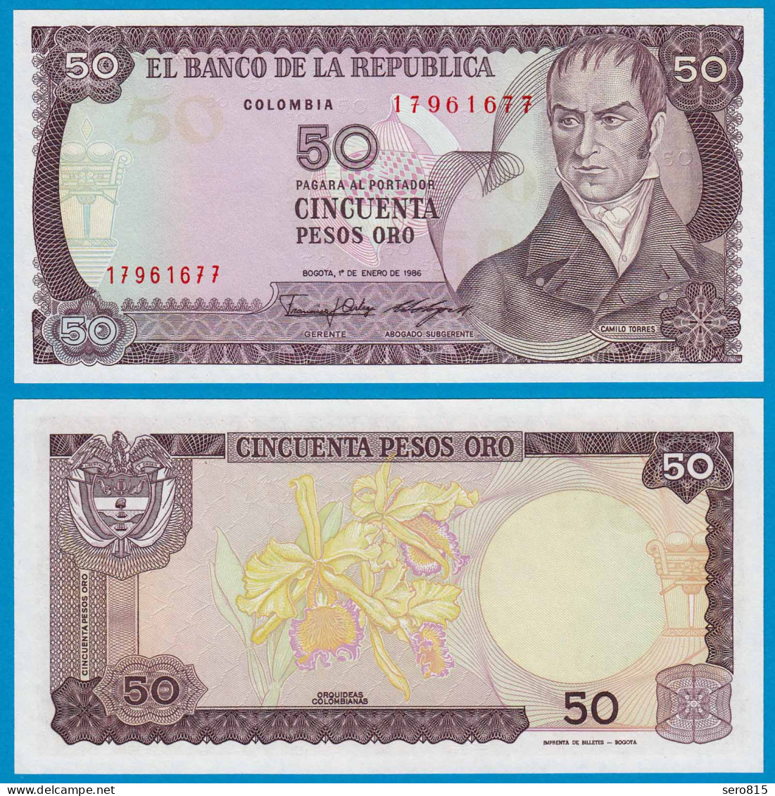 Kolumbien - Colombia 50 Pesos 1986 Pick 425b  UNC    (18839 - Autres - Amérique