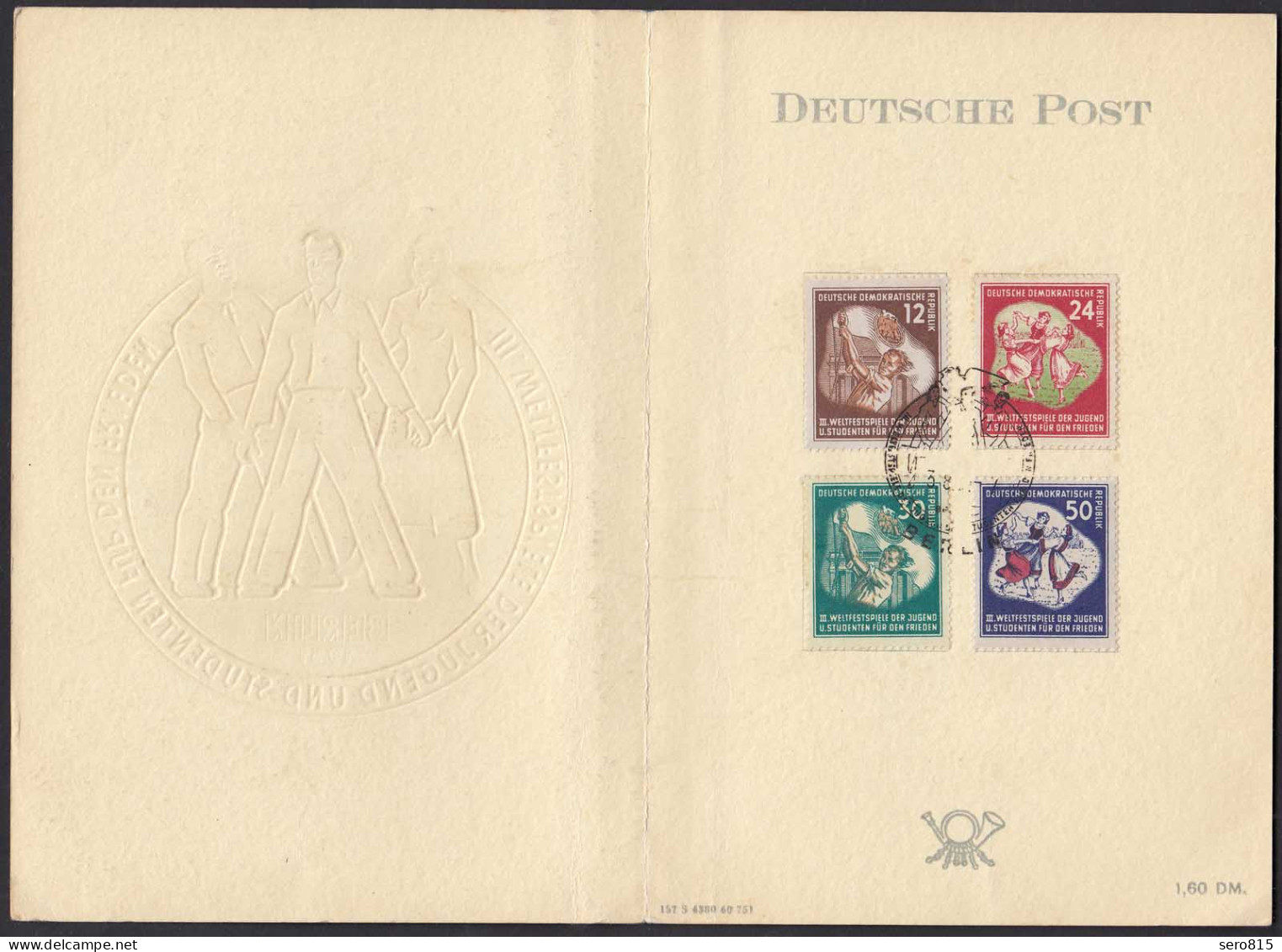 DDR 1951 Mi. 289-292 Weltjugendfestspiele Sonderkarte Mit SST   (20626 - Otros & Sin Clasificación