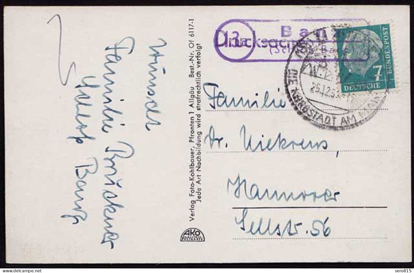 AK Mit Landpost Posthilfstellen Stempel 13c Banz über Schloss Banz  (8549 - Other & Unclassified