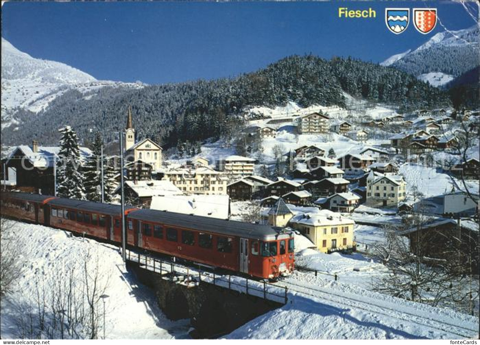 11998887 Fiesch Mit Furka-Oberalp-Bahn Fiesch - Altri & Non Classificati