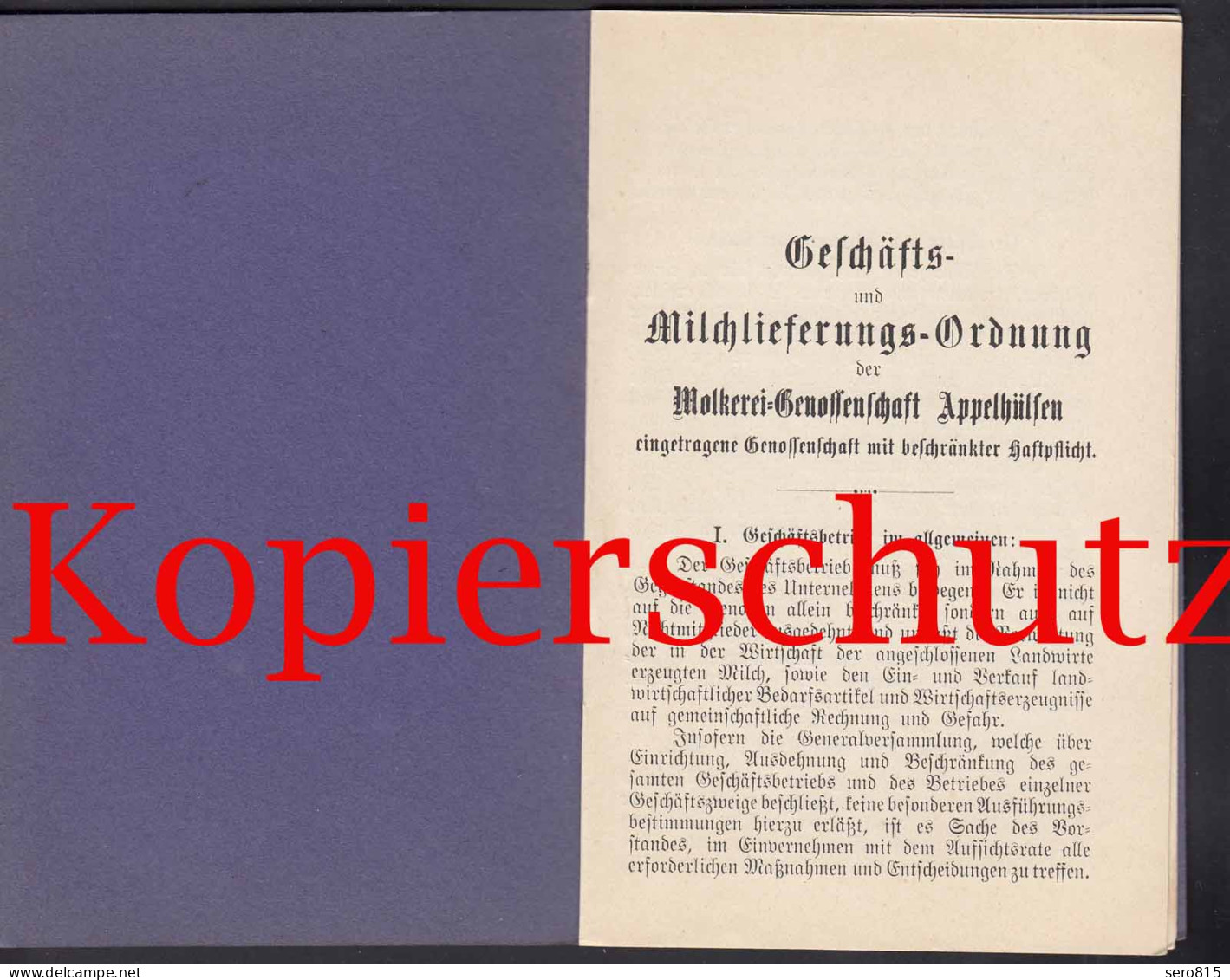 Nottuln Appelhülsen Molkerei Geschäfts U.Milchlieferungs-Ordnung Um 1900 - 1939-45