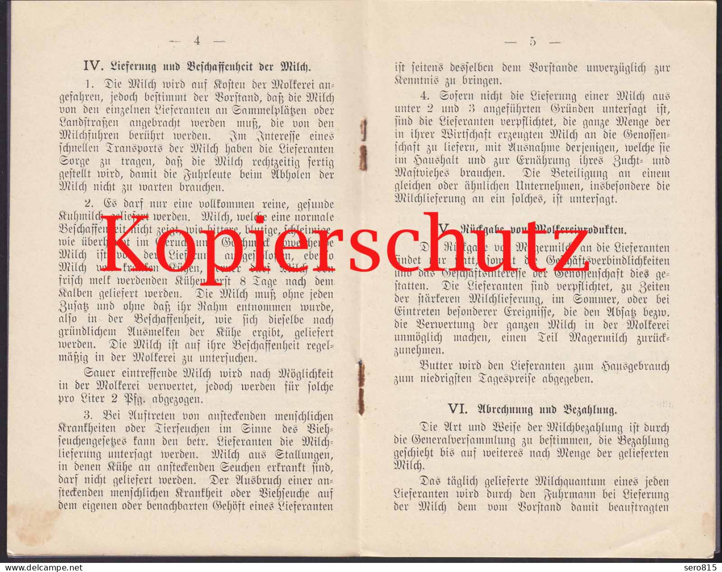 Nottuln Appelhülsen Molkerei Geschäfts U.Milchlieferungs-Ordnung Um 1900 - 1939-45