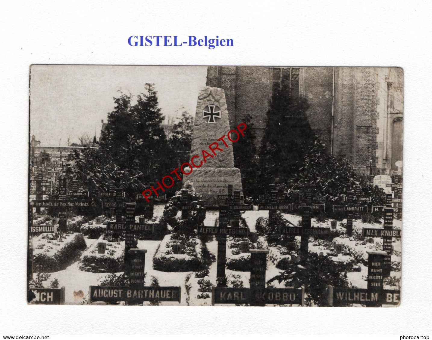 GISTEL-Cimetiere-Tombes-Monument-CARTE PHOTO Allemande-GUERRE 14-18-1 WK-MILITARIA- - Cimetières Militaires