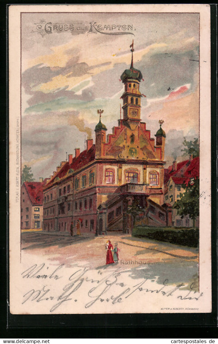 Lithographie Kempten, Ansicht Vom Rathaus  - Kempten