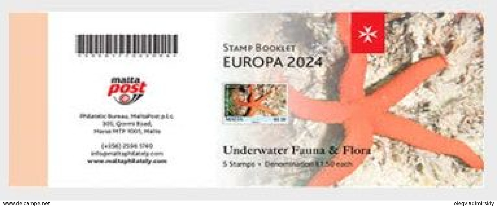 Malta 2024 Europa CEPT Undewater Fauna Octopus Starfish Stamp Booklet MNH - Malte