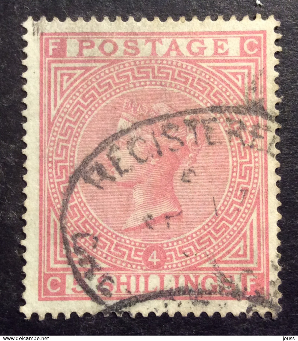 GB31 Victoria 5s Rose YT N°43 Planche 4 Ancre Oblitéré - Used Stamps