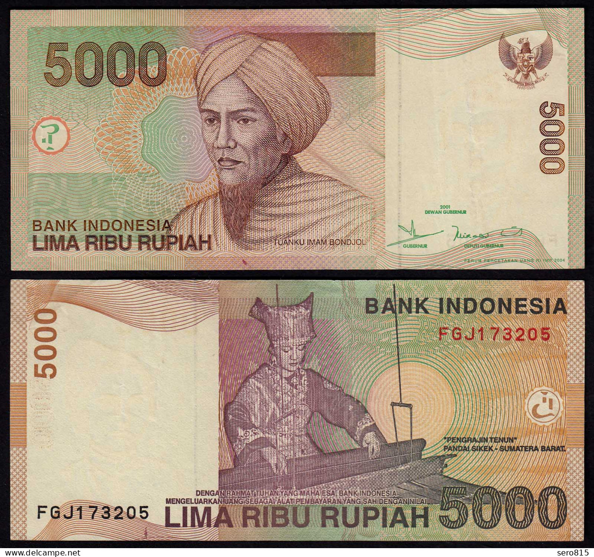 Indonesien - Indonesia 5000 Rupiah Banknote 2001 VF (3) Pick 142 (23419 - Andere - Azië