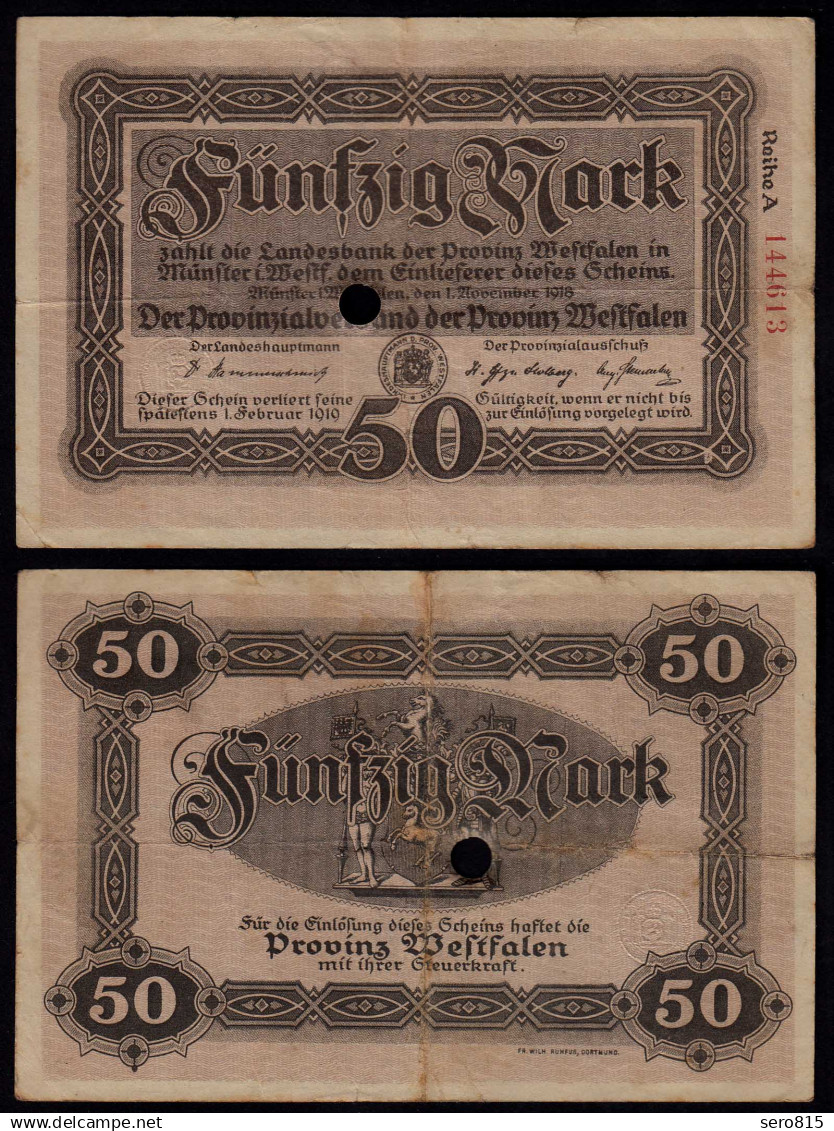 Westfalen - PROVINZ WESTFALEN Münster 50 Mark 1918 Reihe A Notgeld (23424 - Autres & Non Classés