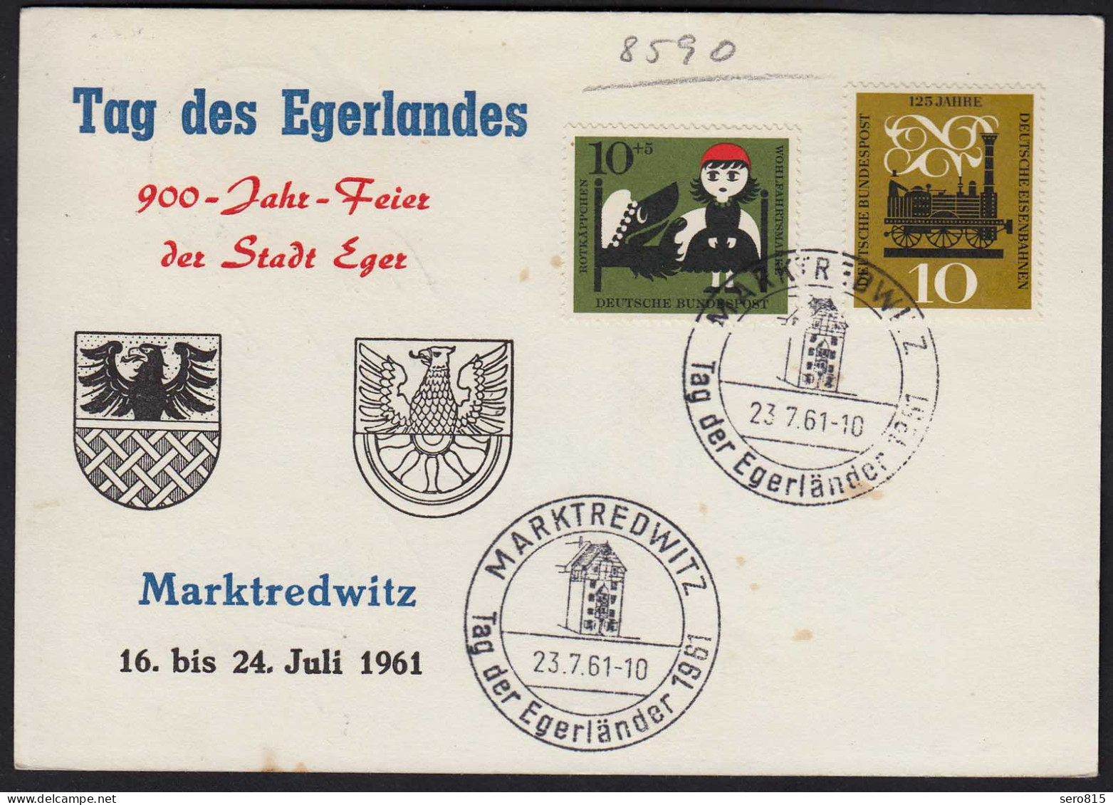 Marktredwitz Sonderkarte 1961 SST Tag Des Egerlands  (23435 - Altri & Non Classificati