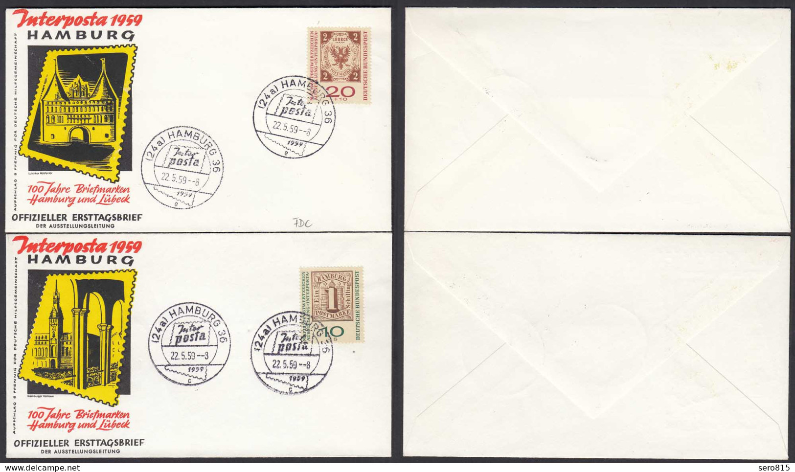 BRD Bund 1959 Mi. 310/11a INTERPOSTA HAMBURG Auf FDC   (23498 - Andere & Zonder Classificatie