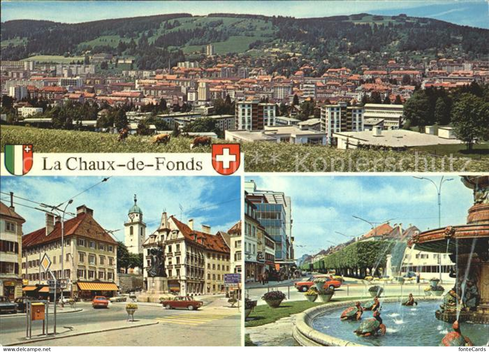 11985087 La Chaux-de-Fonds Teilansichten Brunnen Wappen La Chaux-de-Fonds - Sonstige & Ohne Zuordnung