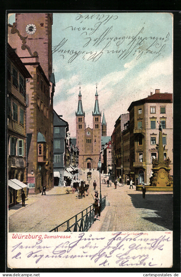 AK Würzburg, Domstrasse Mit Blick Zum Dom  - Wuerzburg