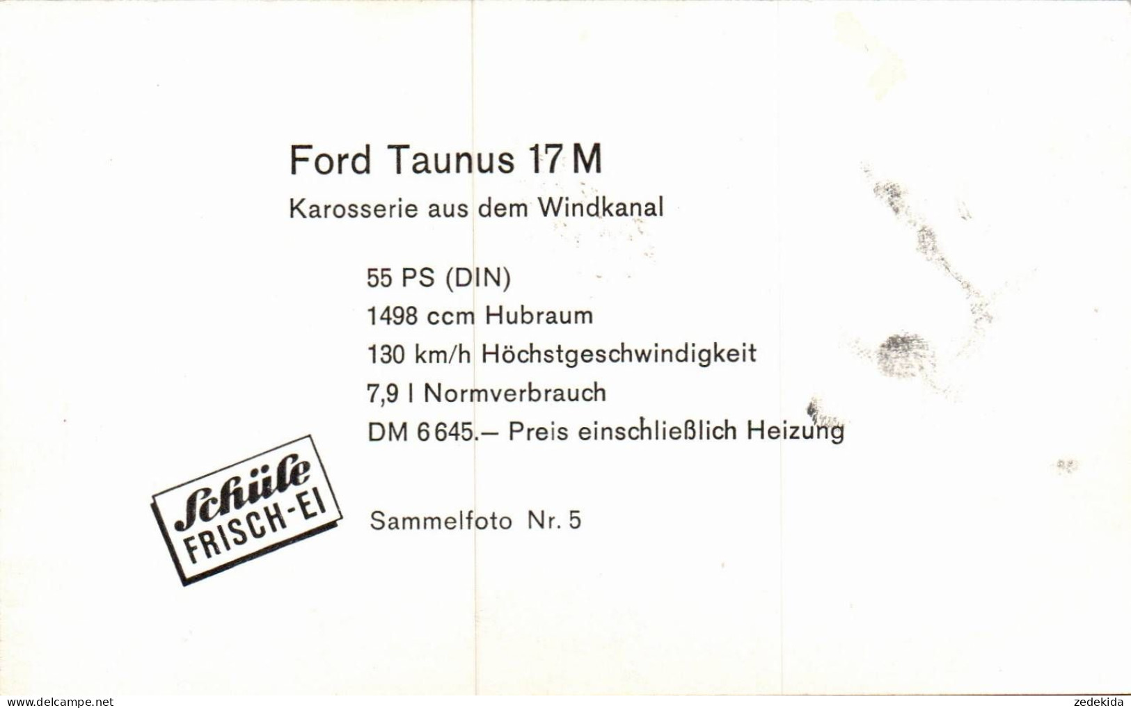 H2319 - Ford Taunus 17 M Sammelkarte PKW Oldtimer - Voitures De Tourisme