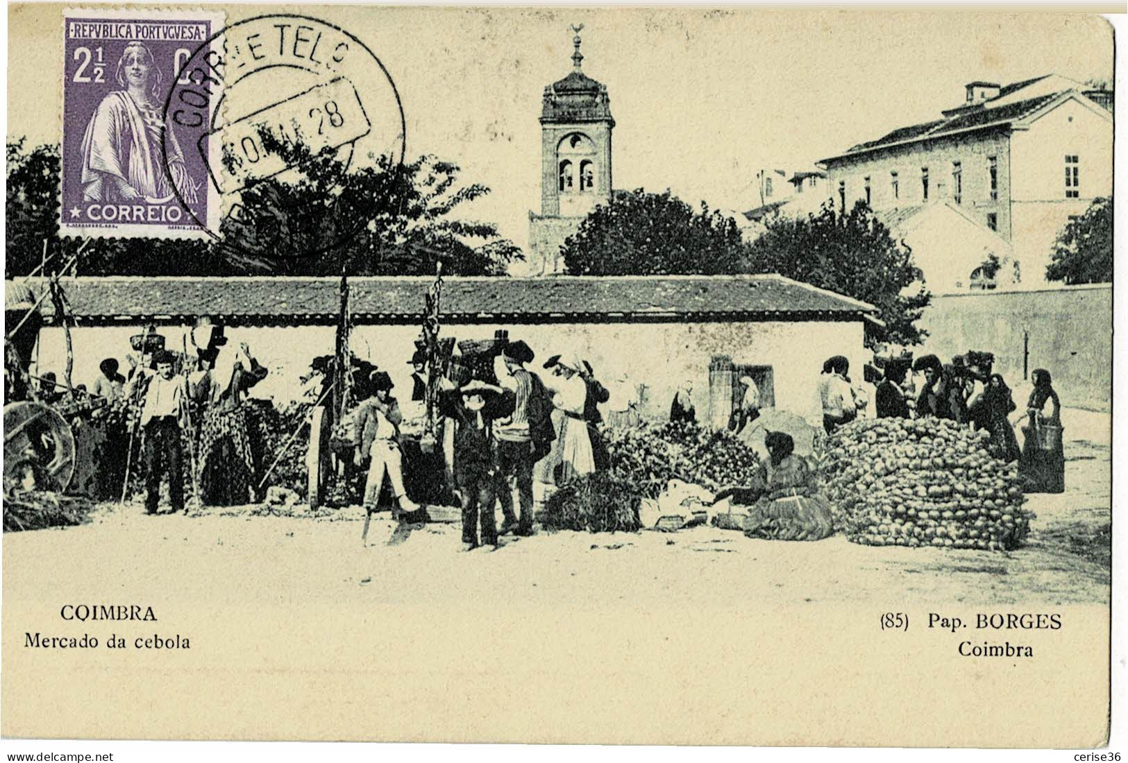 Coimbra Mercado Da Cebola Circulée En 1928 - Coimbra