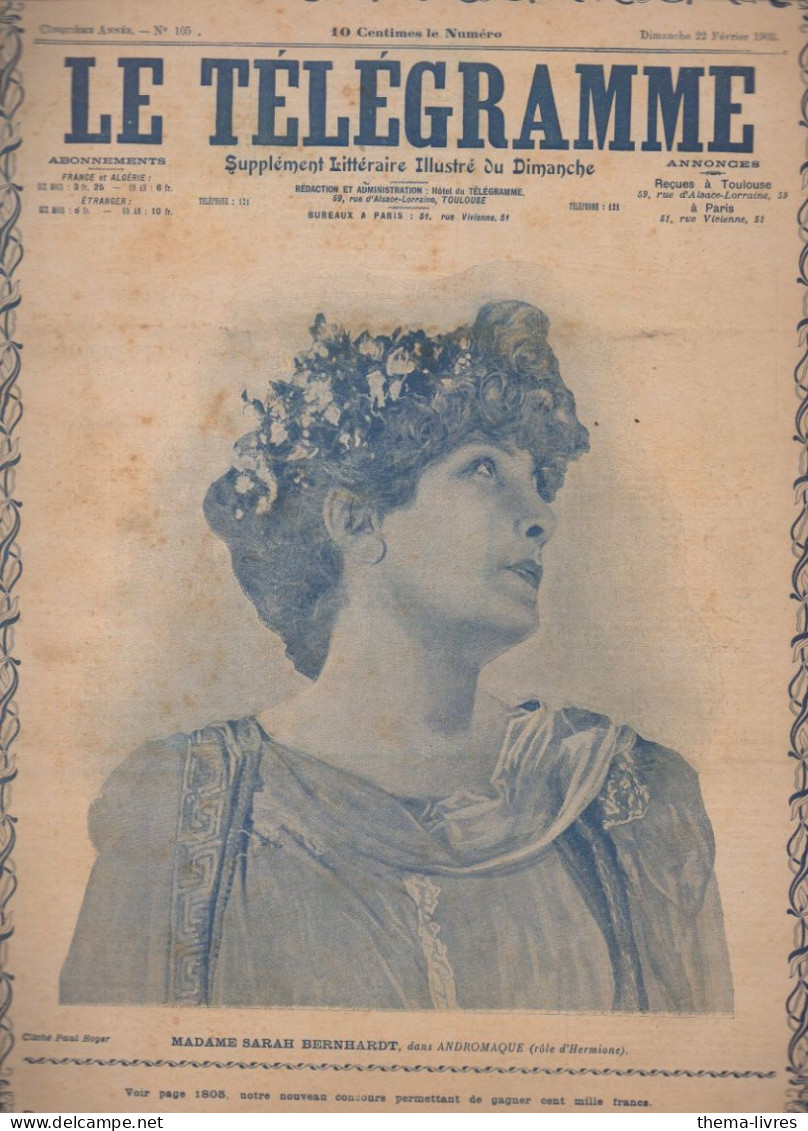 Revue LE TELEGRAMME   N°105 Janvier 1903  SARAH BERNHARDT. (CAT4091 / 105) - 1900 - 1949