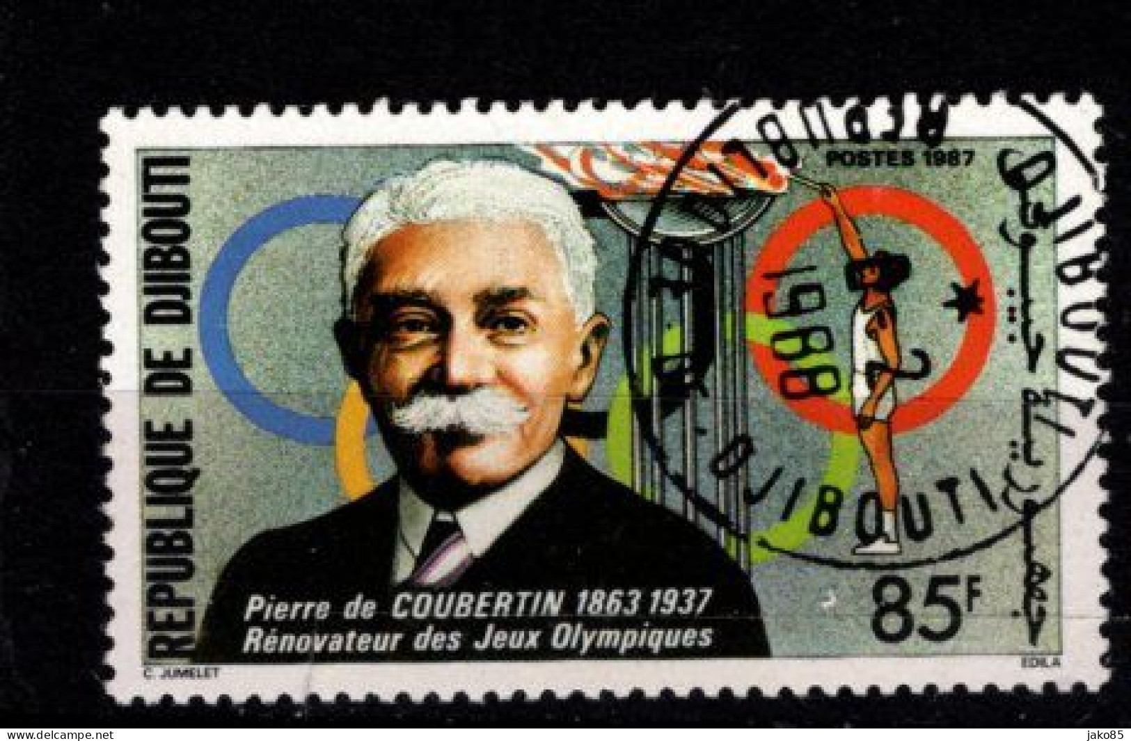 - DJIBOUTI - 1987 - YT N° 636 - Oblitéré - Pierre De Coubertin - Dschibuti (1977-...)