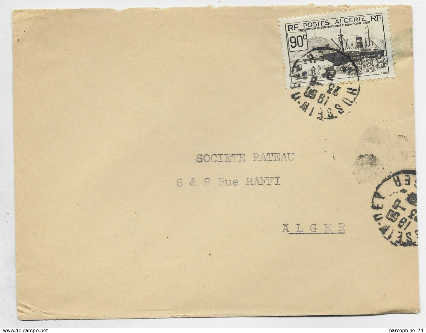 ALGERIE 90C LETTRE DAGUIN BORGNE HUSSEIN DEY 23.6.37 ALGER - Oblitérations Mécaniques (flammes)