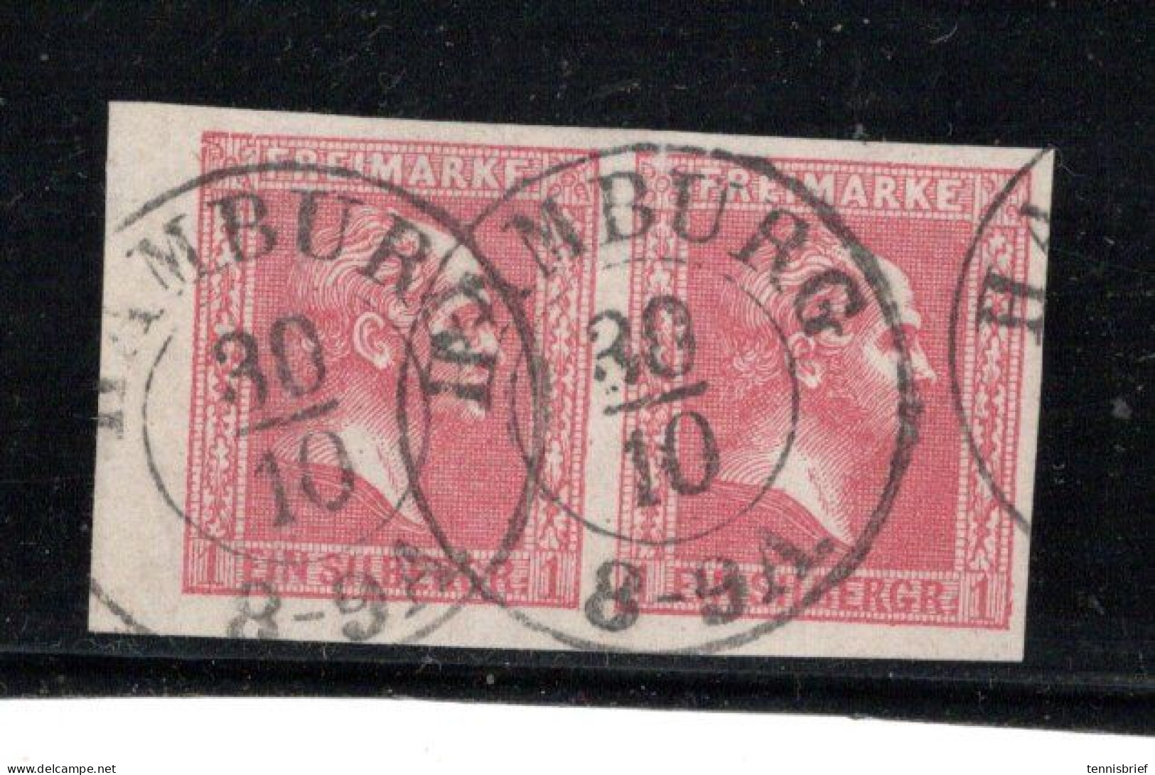 Nr. 10 , Rand-Paar  1 Sgr. ,Luxus , Breitrandig , Klar Und Voll " HAMBURG " #210 - Used