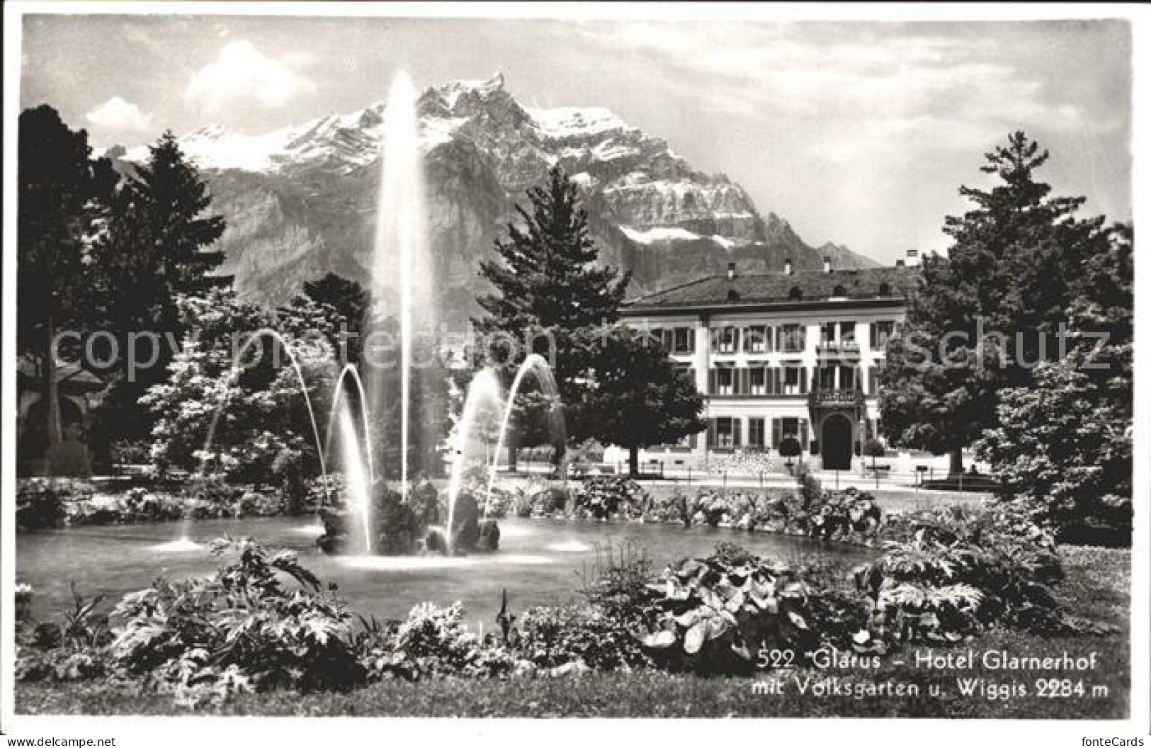 11963527 Glarus GL Hotel Glarnerhof Mit Volksgarten Und Wiggis Fontaene Glarus - Other & Unclassified