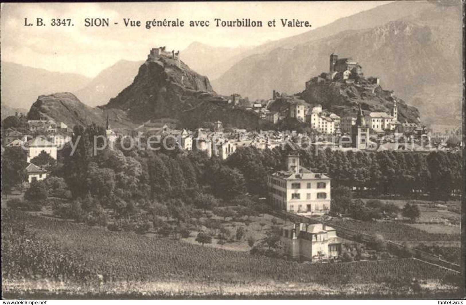 11962307 Sion VS Vue Generale Avec Chateau Tourbillon Et Valere Sion - Altri & Non Classificati